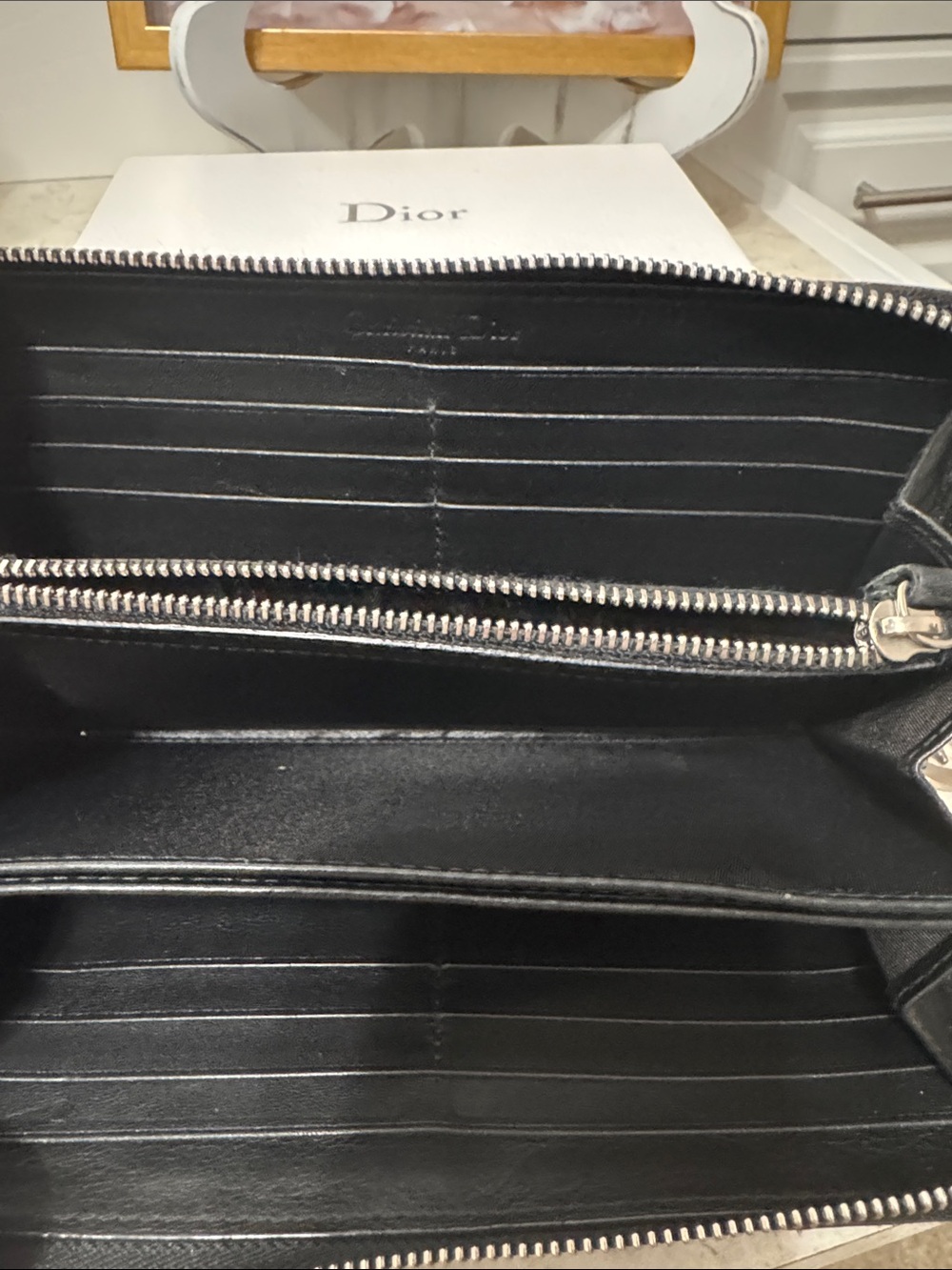 Dior Black Patent Quilted Zip-Around Wallet with Charm Full inclusion COA - Picture 7 of 8